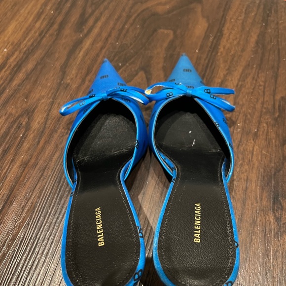 BALENCIAGA KNIFE MULES SIZE 36.5 BB LOGO SATIN ONLY USED TWO TIMES - Picture 5 of 9